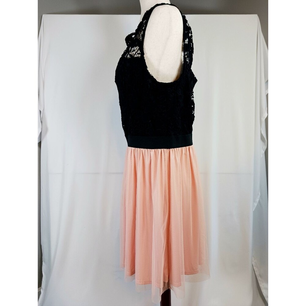 Formal Tulle Mini Dress Crochet Prom Cocktail Peach Black Size XL - Picture 8 of 14